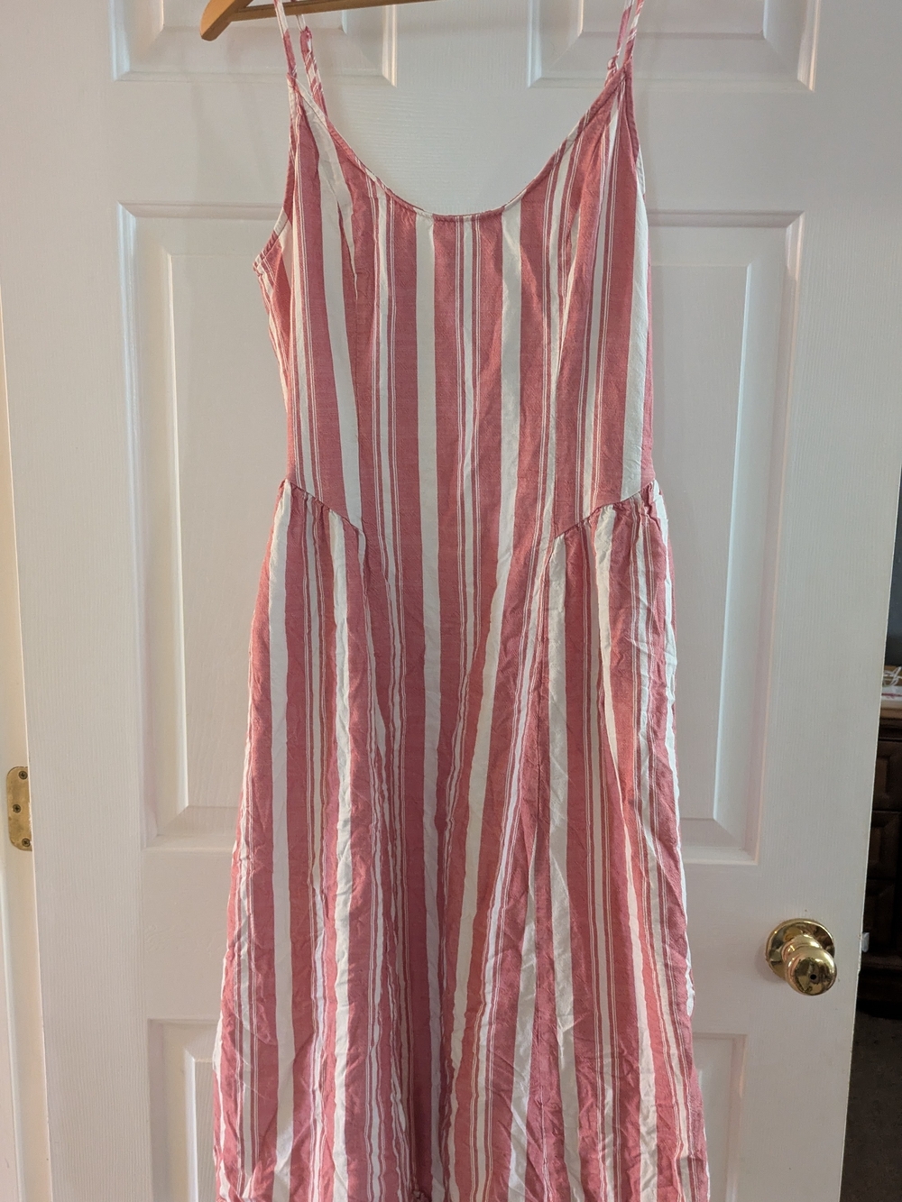 a new day Pink and White Striped Spaghetti Strap Sundress